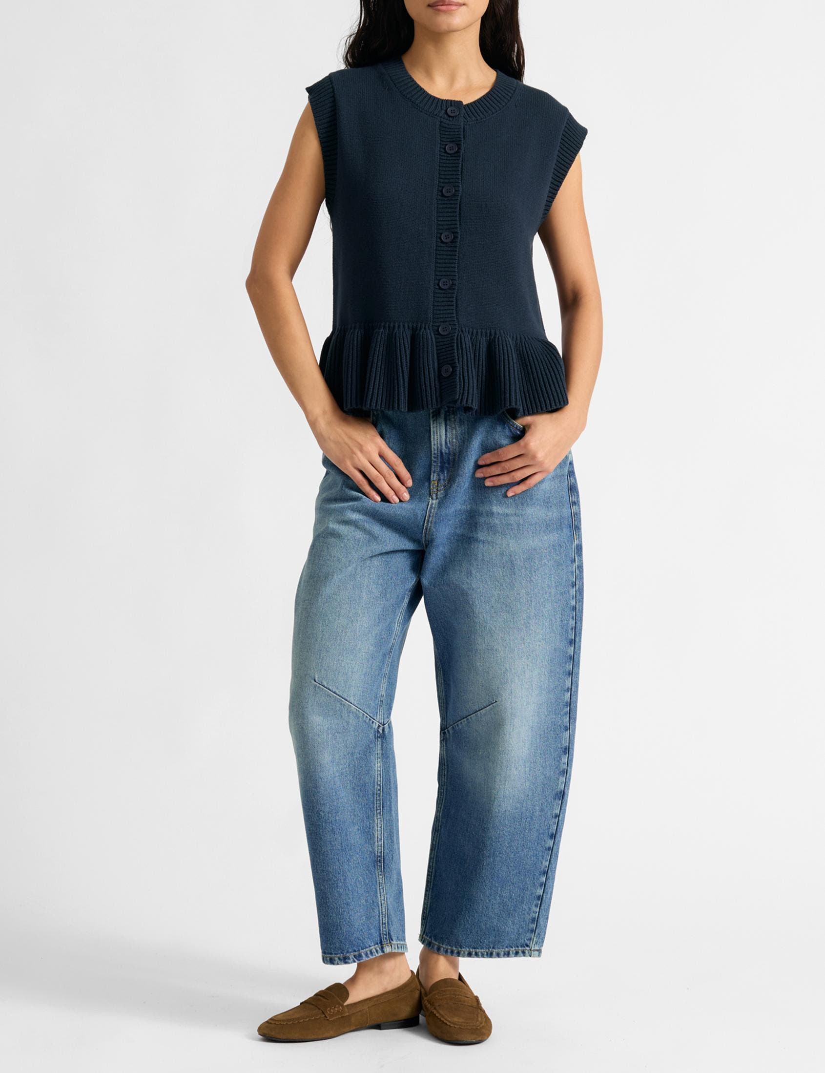 Peplum Knitted Button Tank Top (Women) | Nordstrom