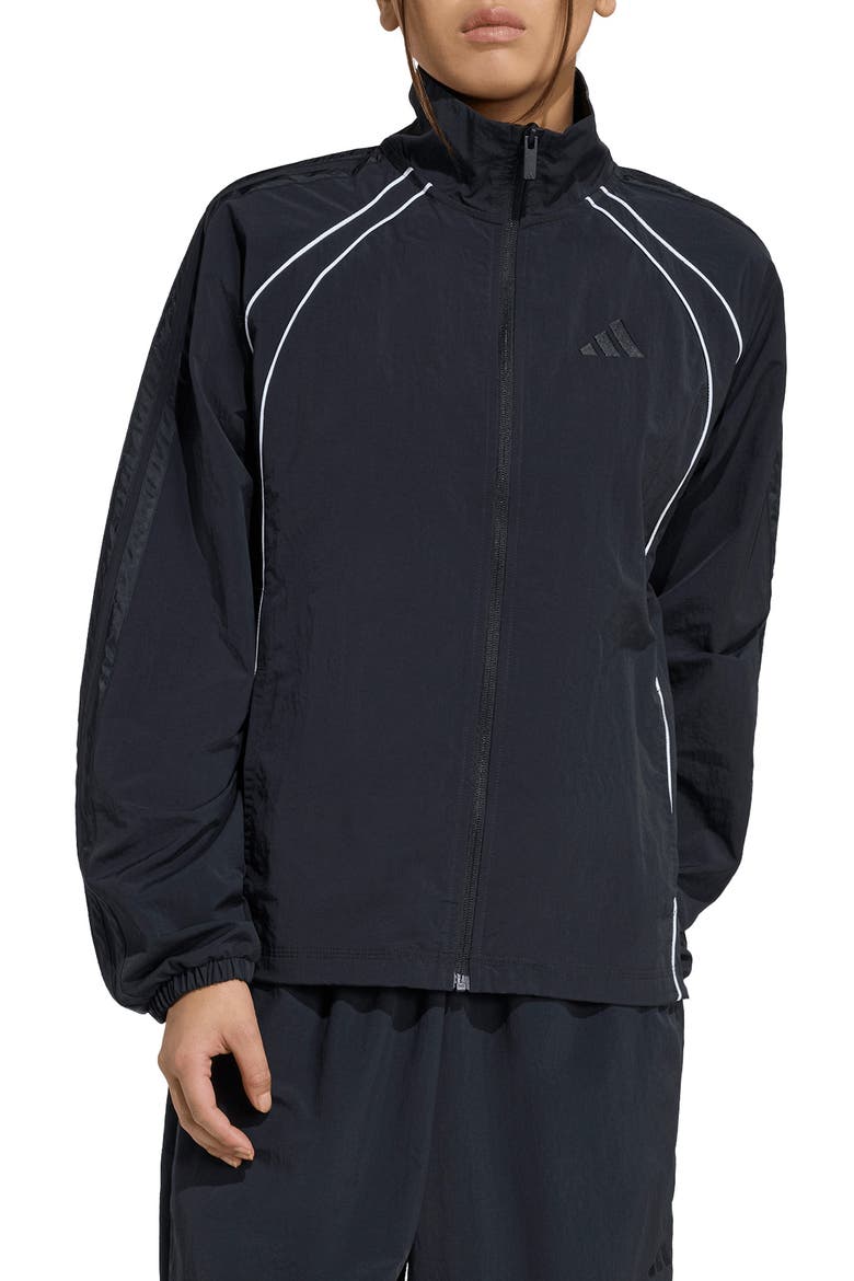Iconic 3-Stripes Logo Windbreaker, Main, color, BLACK