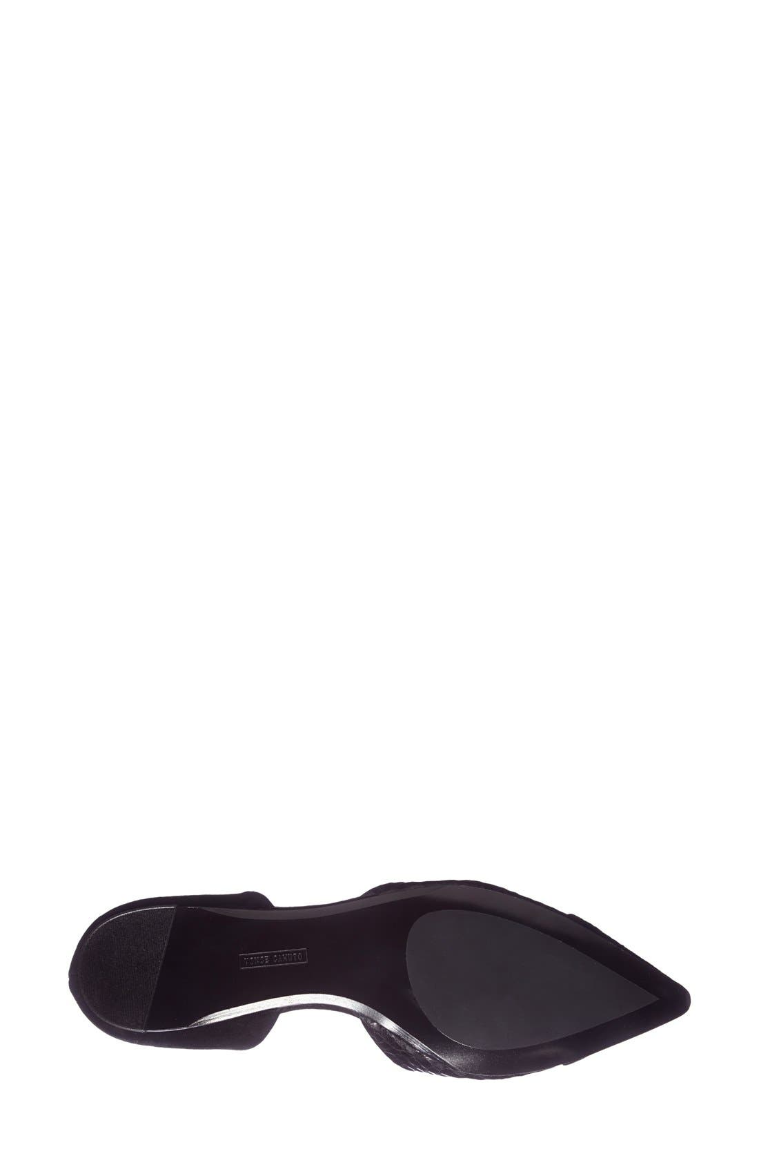 'Halia' d'Orsay Pointy Toe Flat, Alternate, color, BLACK SNAKE/ BLACK SUEDE