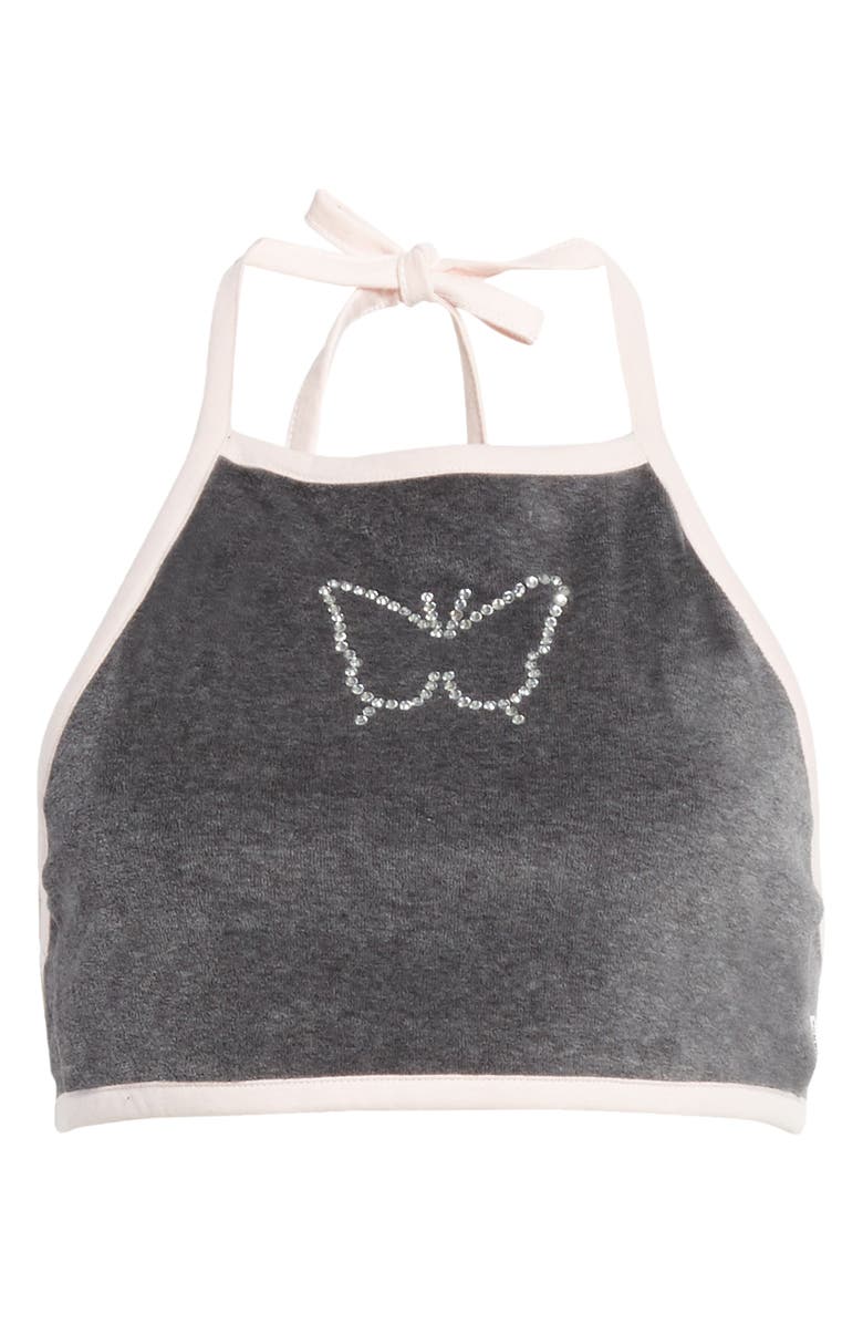 Vans x Sandy Liang Crystal Butterfly Terry Halter Top, Alternate, color, 