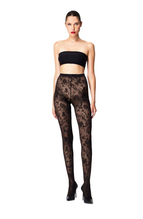Wolford Floral Tights In Soft Cacao