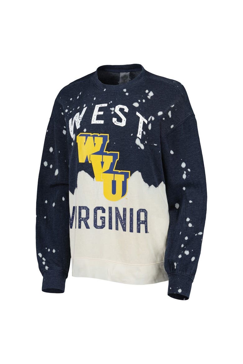 Women's Gameday Couture Navy West Virginia Mountaineers Twice As Nice Faded Dip-Dye Pullover Sweatshirt, Alternate, color, Navy
