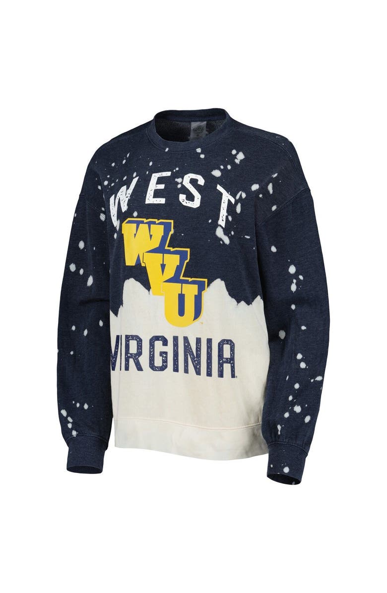 GAMEDAY COUTURE Women's Gameday Couture Navy West Virginia Mountaineers Twice As Nice Faded Dip-Dye Pullover Sweatshirt, Alternate, color, Navy