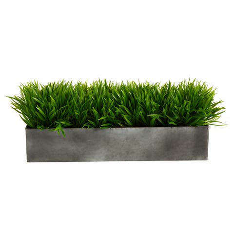 25-in Wild Grass Artificial Plant in Metal Planter