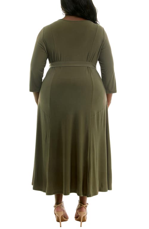 Nina Leonard Sylvia A-line Stretch Jersey Dress In Light Olive