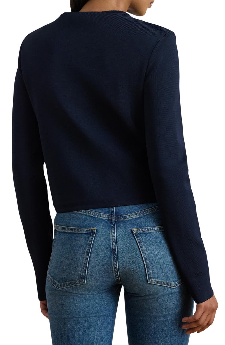 Lauren Ralph Lauren Crewneck Crop Sweater Jacket, Alternate, color, Lauren Navy