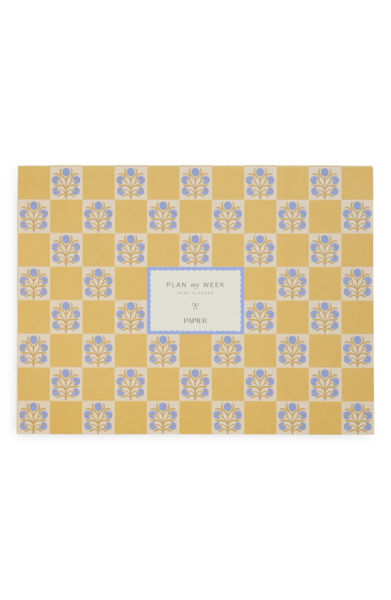 Papier Floral Checkerboard Weekly Desk Planner, Main, color, Medium Yellow