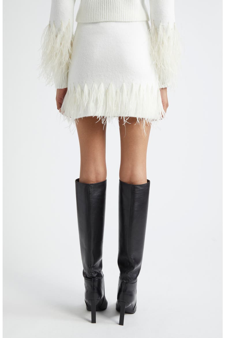 Briana Feather Hem Sweater Miniskirt, Alternate, color, IVORY