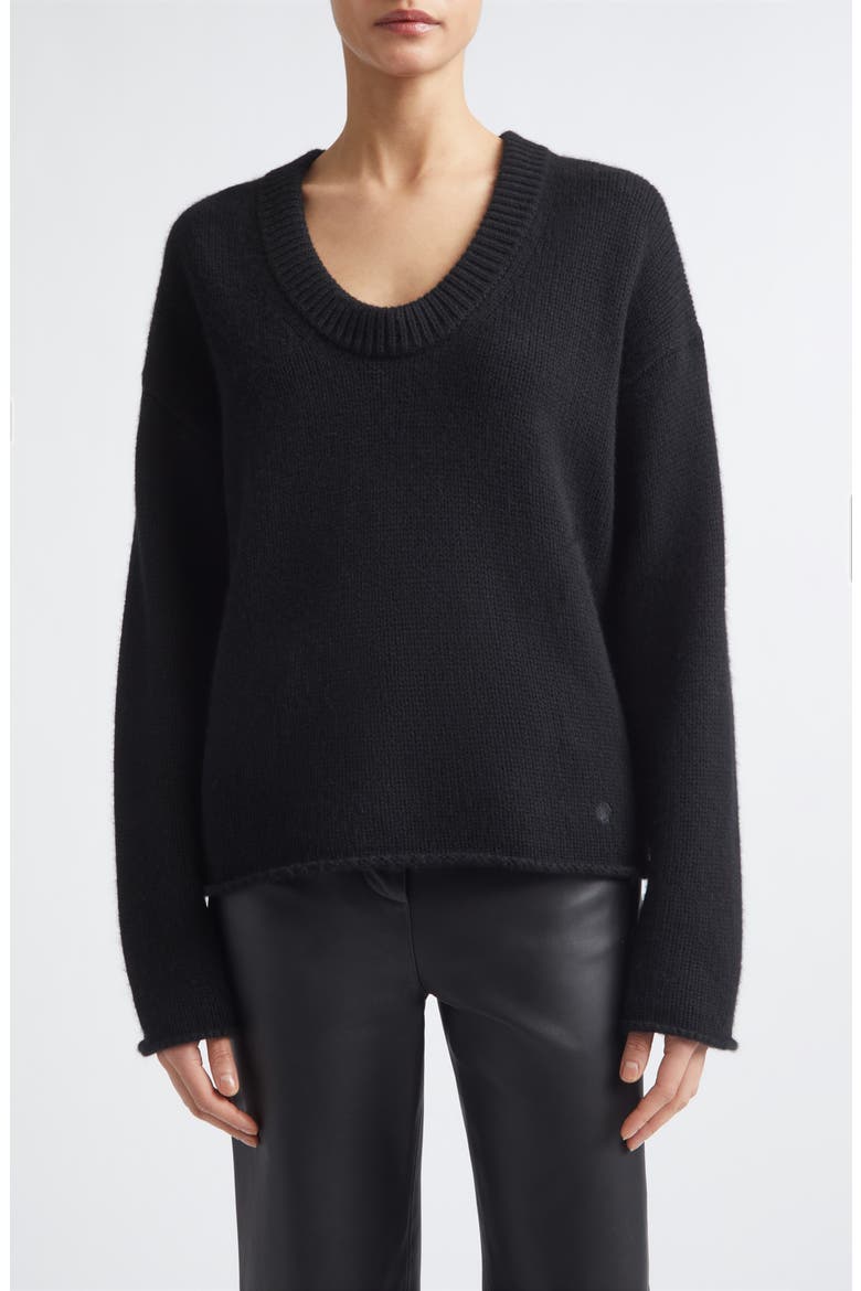 Derry Cashmere U-Neck Sweater, Main, color, BLACK