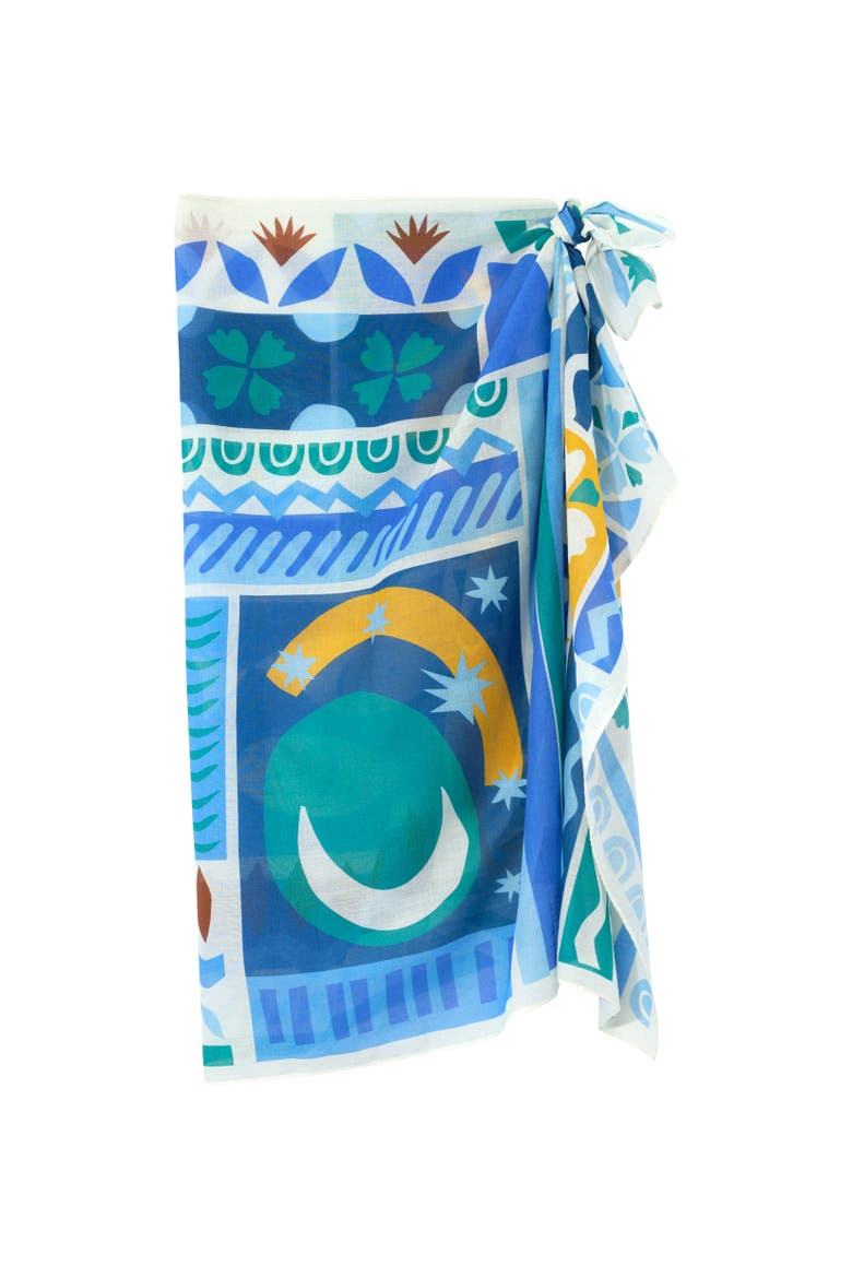 Solstice Collage Sarong, Main, color, Ultramarine