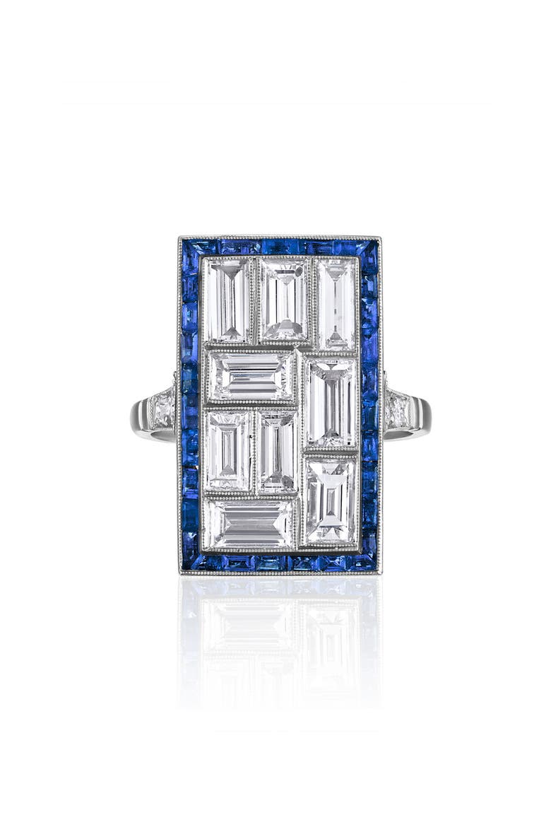 Mosaic Diamond & Sapphire Platinum Ring, Alternate, color, PLATINUM