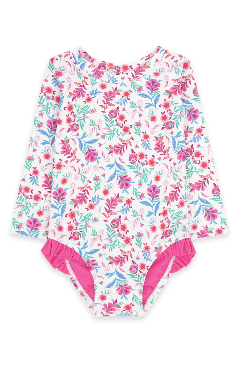 Feather 4 Arrow Kids' Coastal Cutie Floral UPF 50+ One-Piece Rashguard Swimsuit, Main, color, Multi