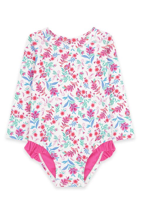 Kids' Coastal Cutie Floral UPF 50+ One-Piece Rashguard Swimsuit (Baby & Toddler)