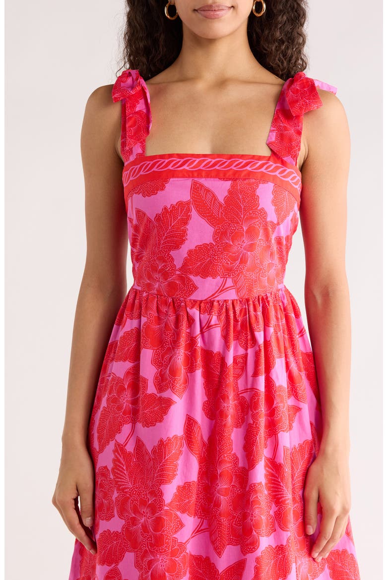 Rency Floral Tiered Cotton Maxi Sundress, Alternate, color, FUCHSIA-RED