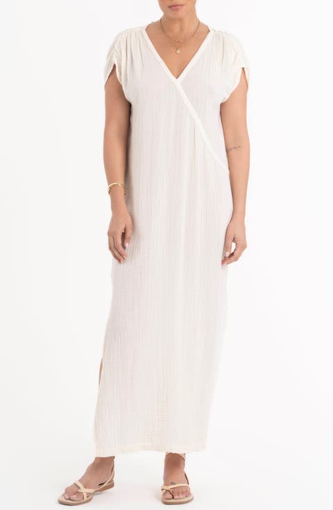 Gathered Shoulder Tie Back Dress
