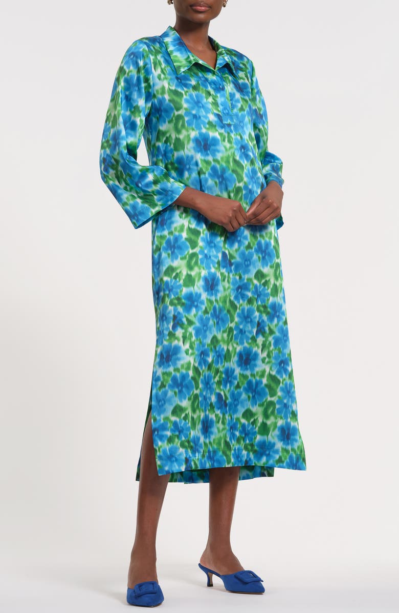 Isaac Mizrahi New York Print Midi Shirtdress, Alternate, color, Green Multi