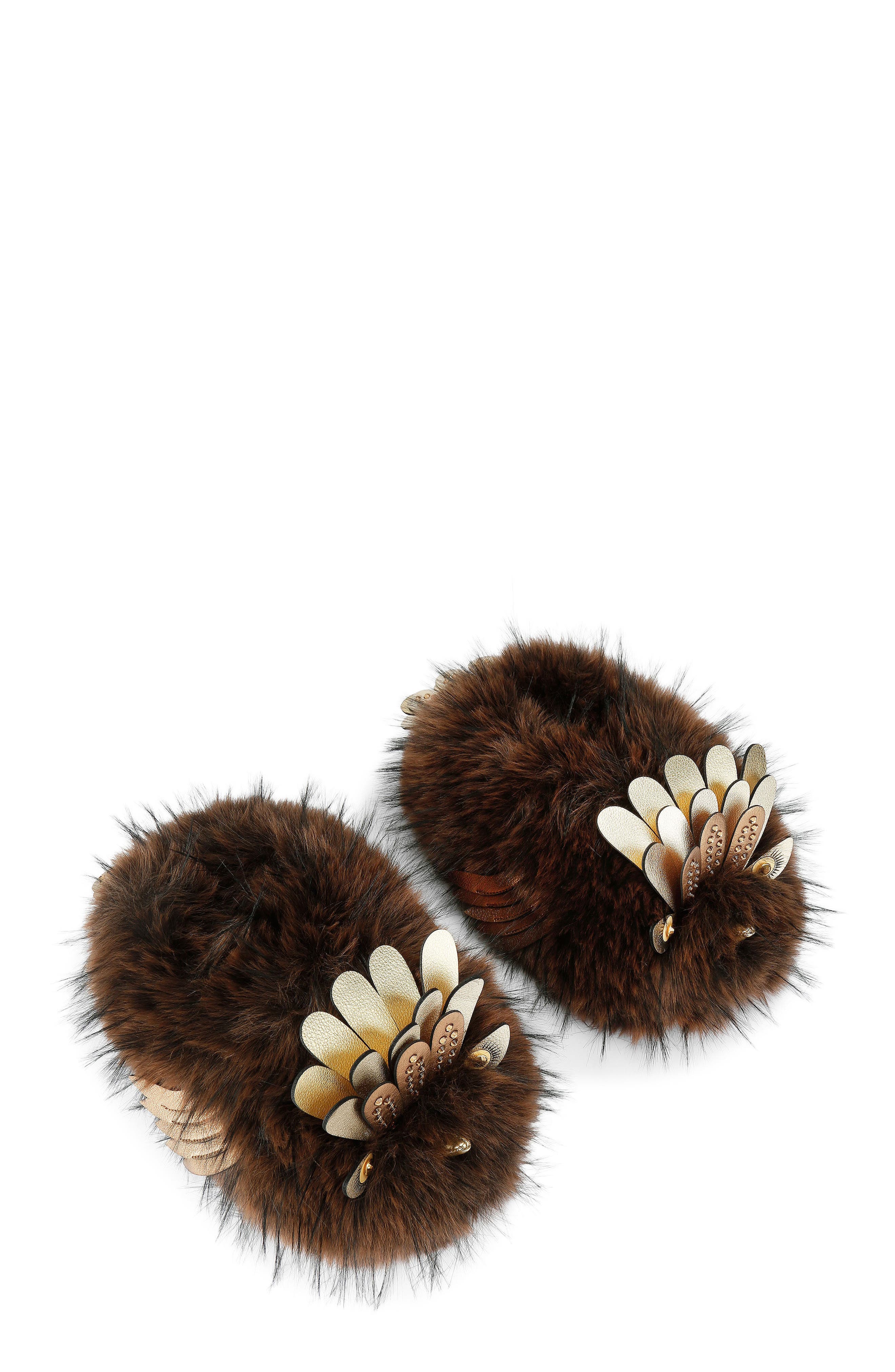 Kurt Geiger London Eagle Fluff Faux Fur Slipper, Alternate, color, Open Brown