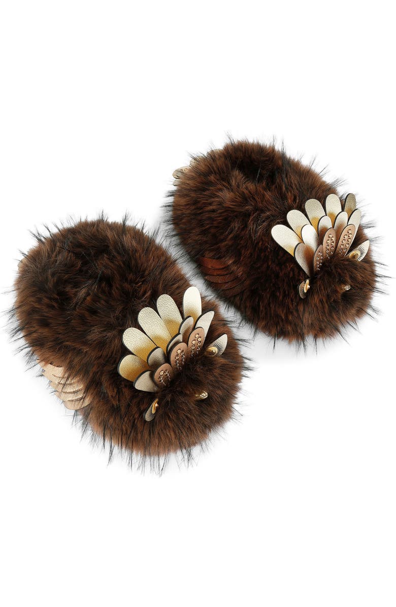Kurt Geiger London Eagle Fluff Faux Fur Slipper, Alternate, color, Open Brown