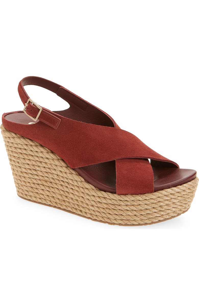 Pedro Garcia Donvina Platform Wedge Slingback Sandal, Main, color, Henna Castoro