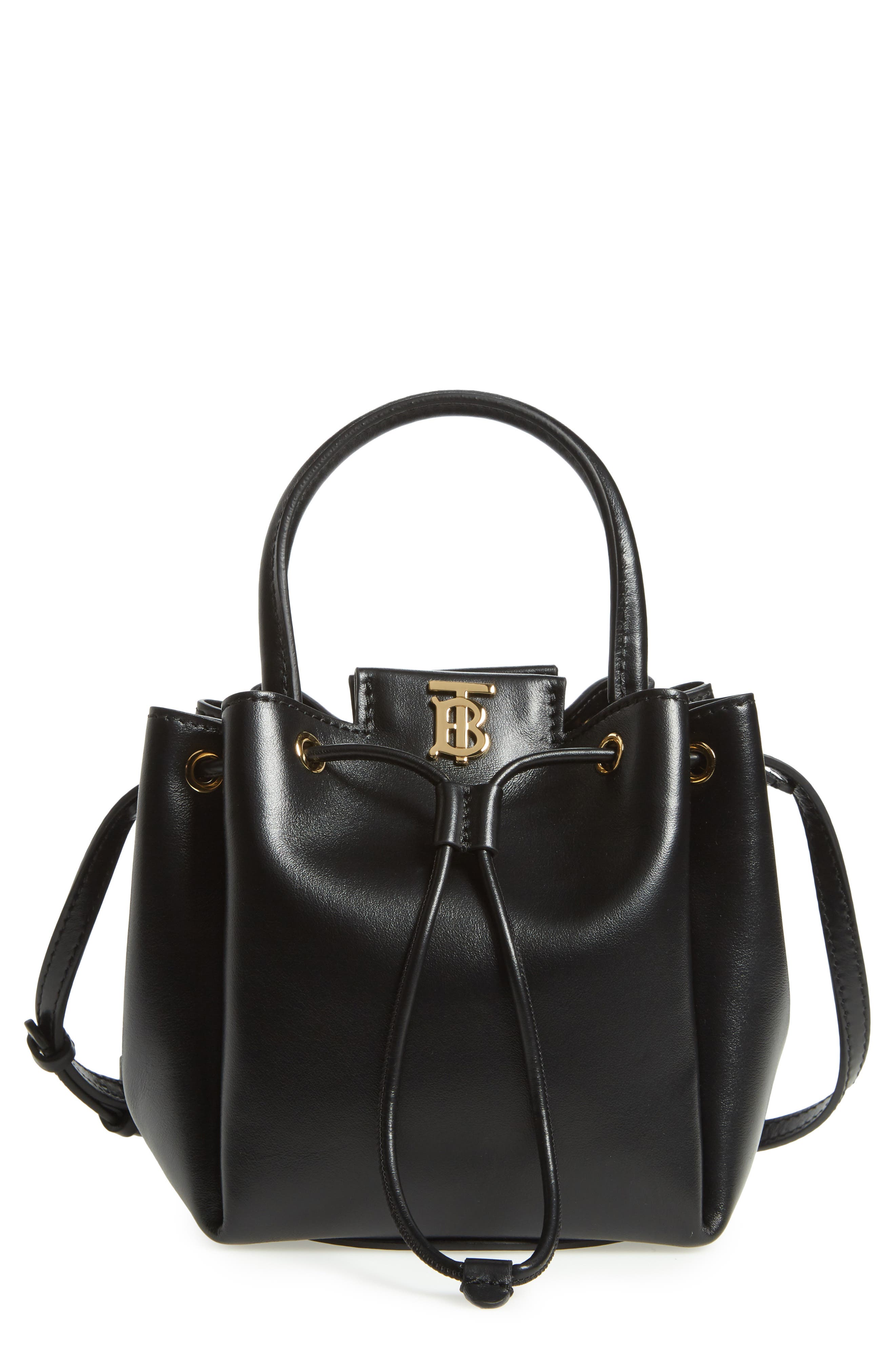 Burberry Peony Leather Bucket Bag, Main, color, 