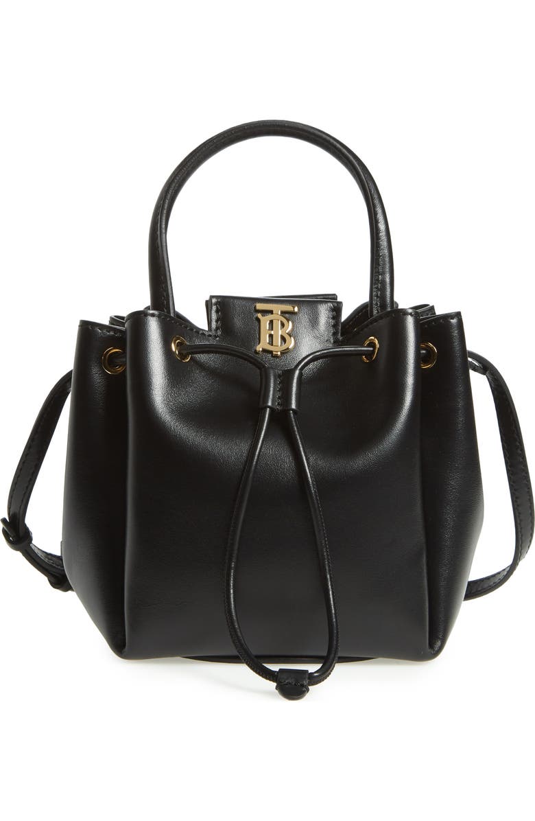 Burberry Peony Leather Bucket Bag, Main, color,
