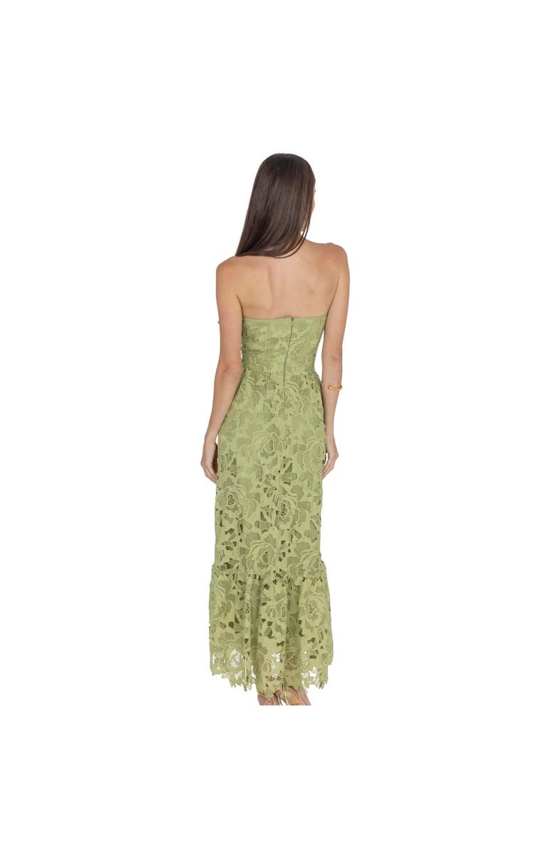 AKALIA Amelia Lace Bustier Midi Dress Guipure Lace, Alternate, color, Green