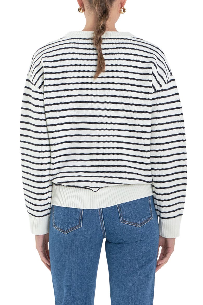 Friday Stripe Sweater, Alternate, color, IVORY/ BLACK