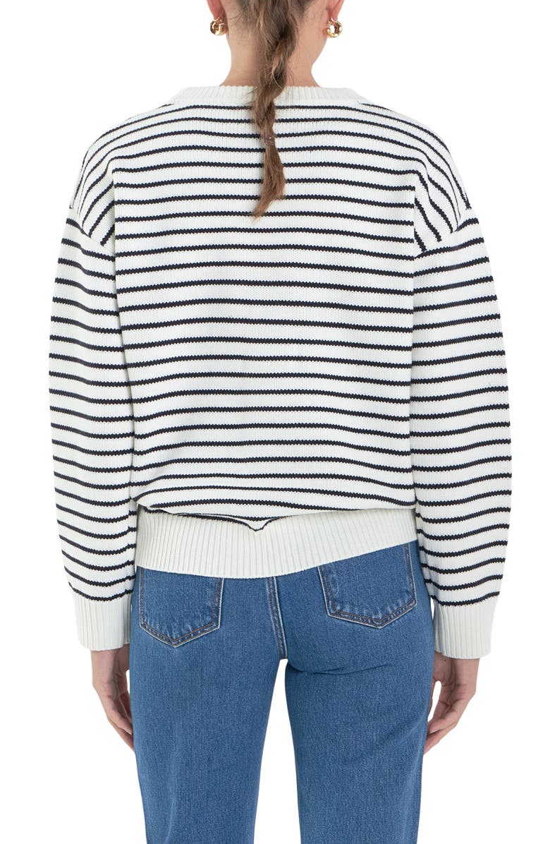 English Factory Friday Stripe Sweater, Alternate, color, Ivory/ Black