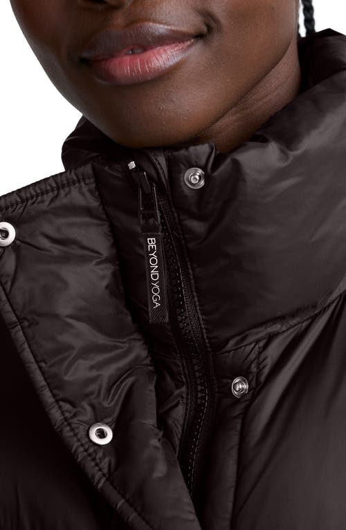 Beyond Yoga Big Cozy Puffer Vest In Dark Chocolate In Burgundy