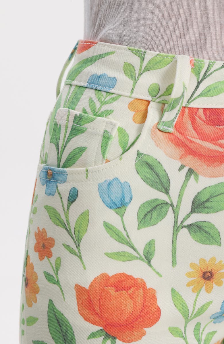 Bayeas Floral High Waist Slit Hem Flare Jeans, Alternate, color, Wild Bloom Whisper