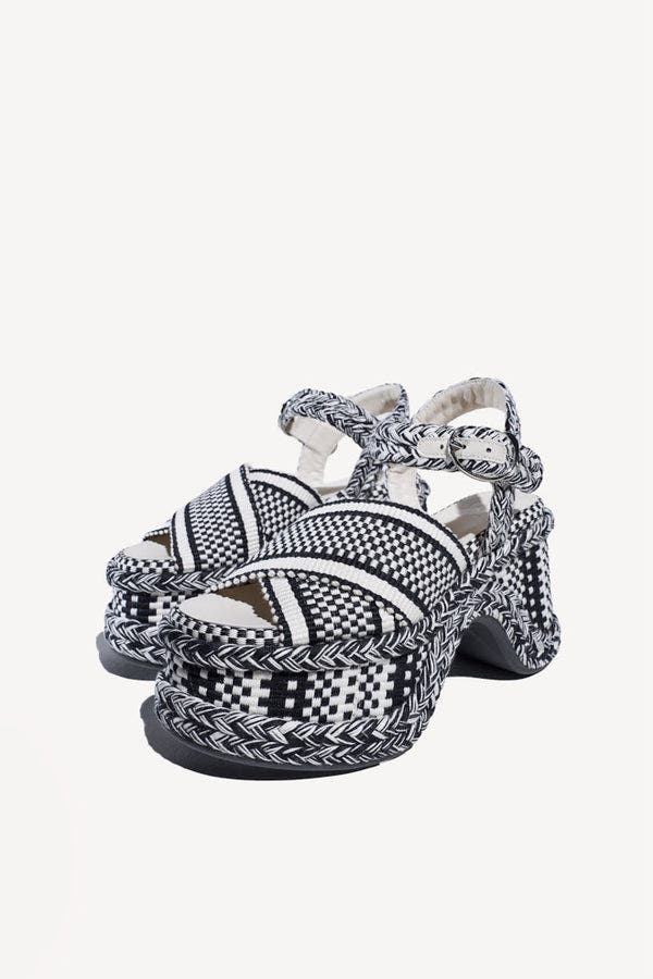 Amambaih Jose High Platform Sandals, Alternate, color, Ivory Black