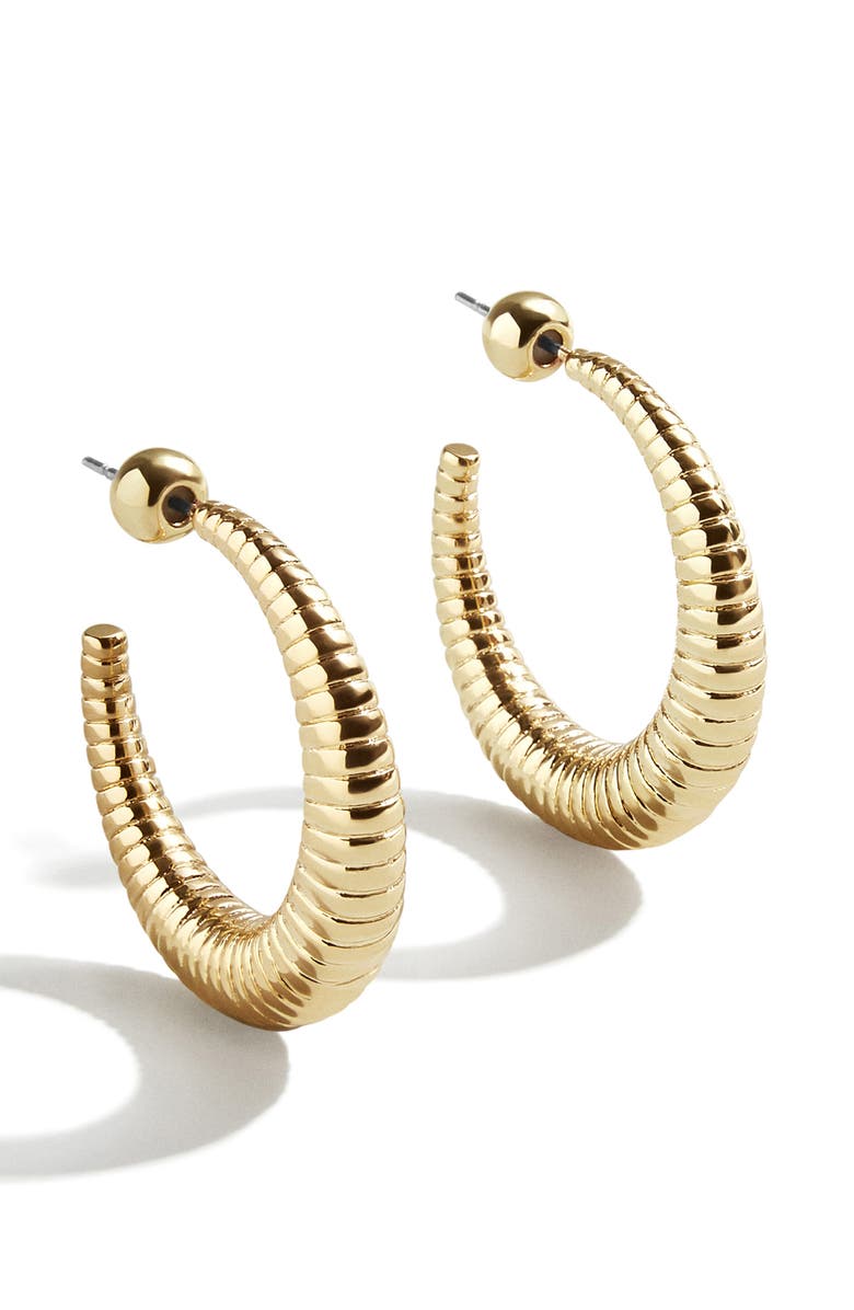 BaubleBar Textured Hoop Earrings, Main, color,