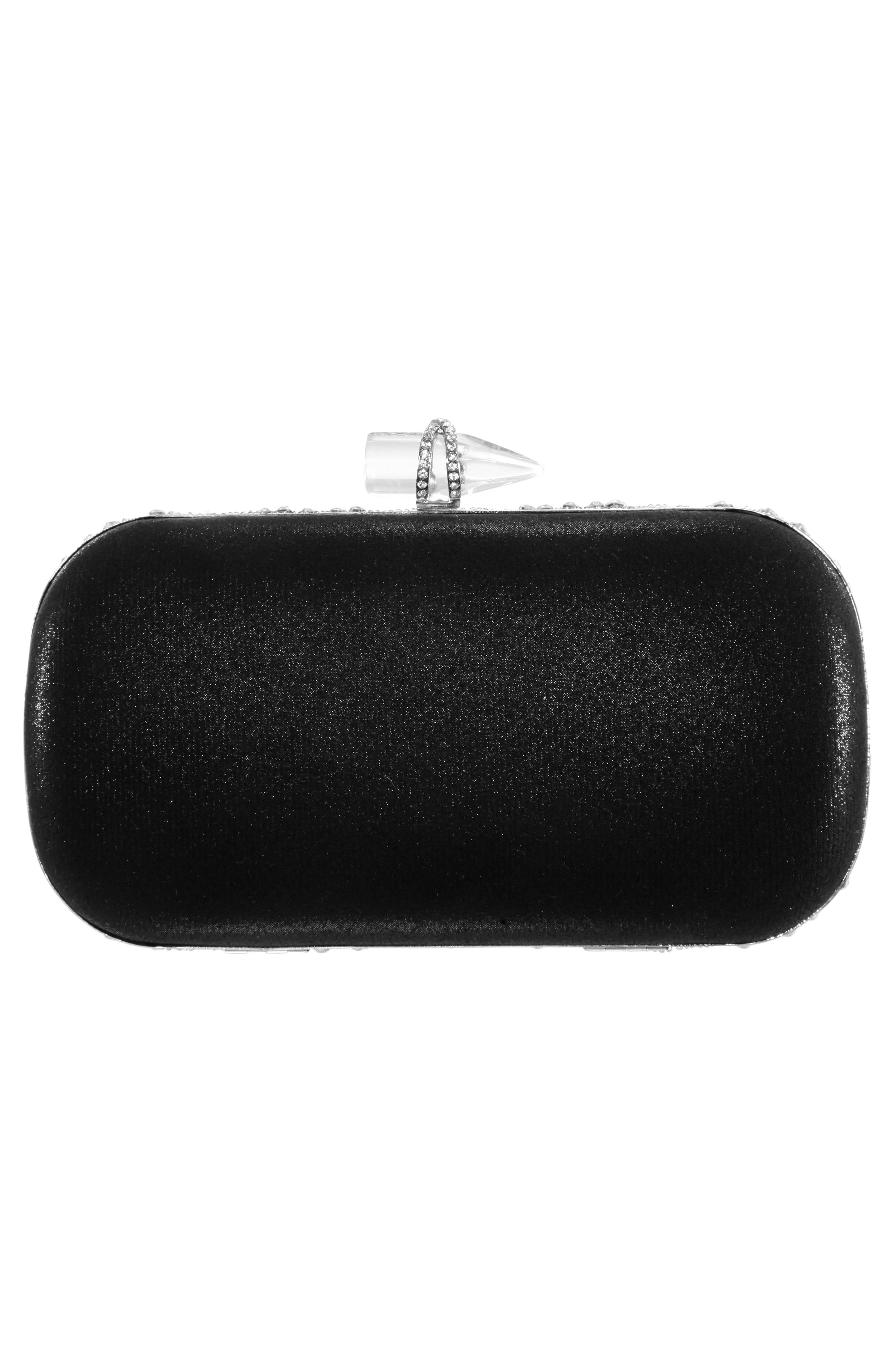 Nina Gelsey Crystal Embellished Minaudière, Alternate, color, Black-White