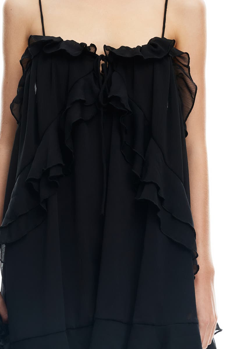 LIONESS Ethereal Ruffle Chiffon Minidress, Alternate, color, Obsidian