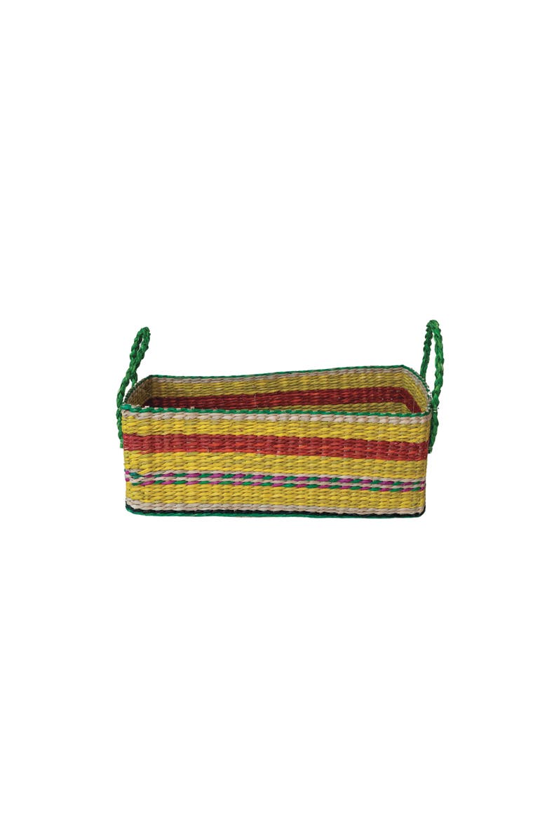 Storied Home Hand-Woven Seagrass Basket with Stripes, Main, color, 