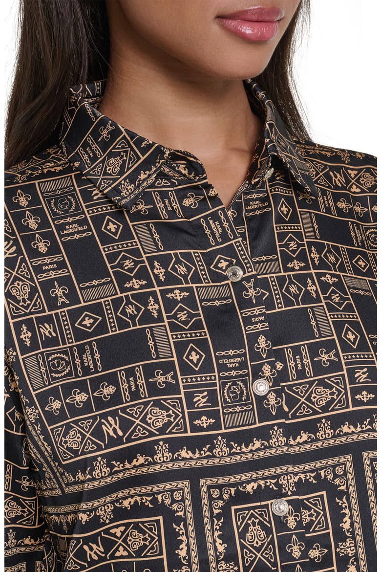 Oversized Woven Top, Alternate, color, BLACK/ GOLD