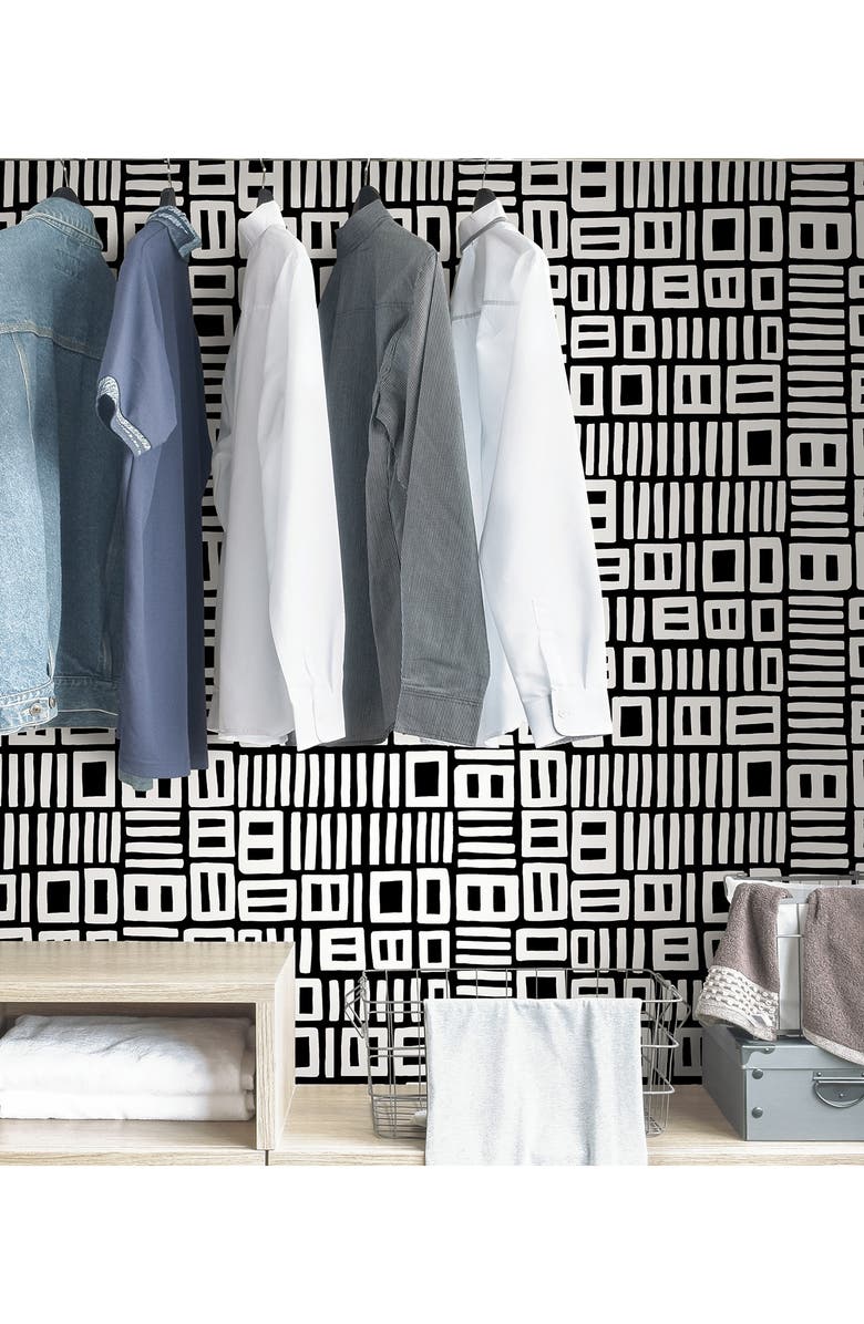 Wallpops Black Traverse Peel and Stick Wallpaper, Alternate, color, Black