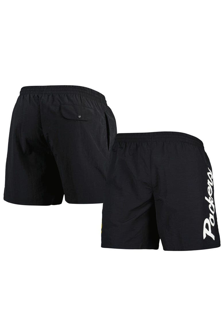 Men's Mitchell & Ness Black Green Bay Packers Team Essentials Nylon Shorts, Main, color, Black