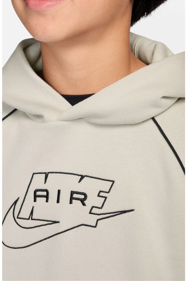 Kids's Air Fleece Pullover Hoodie, Alternate, color, LIGHT BONE/ BLACK/ BLACK