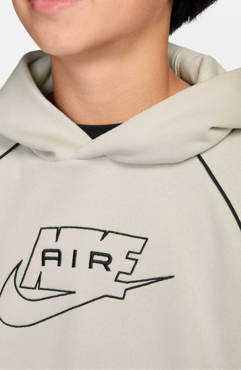 Nike Kids's Air Fleece Pullover Hoodie, Alternate, color, Light Bone/ Black/ Black