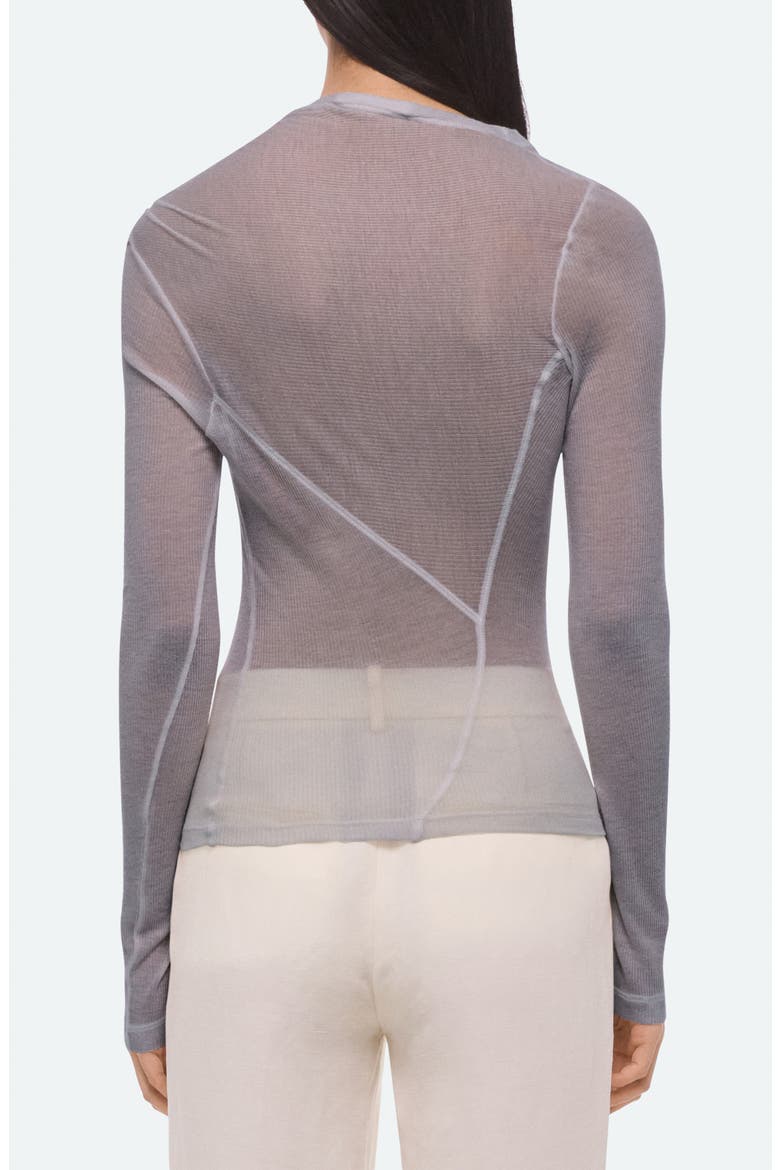 Twist Long Sleeve Sheer Top, Alternate, color, DARK GREY