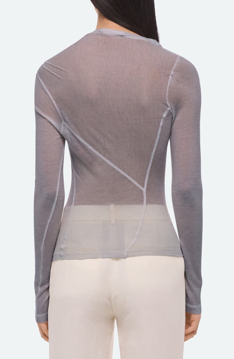 Helmut Lang Twist Long Sleeve Sheer Top, Alternate, color, Dark Grey