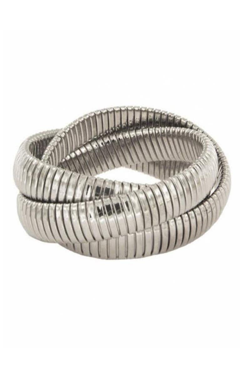 Twisted Triple Strand Stretch Bracelet, Main, color, SILVER