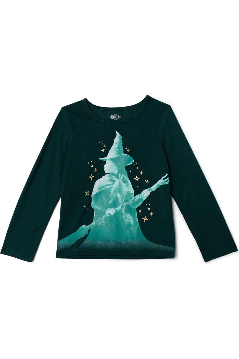 2-Piece Long Sleeve T-Shirt and Tutu Skirt Set, Alternate, color, Elphaba Green Black