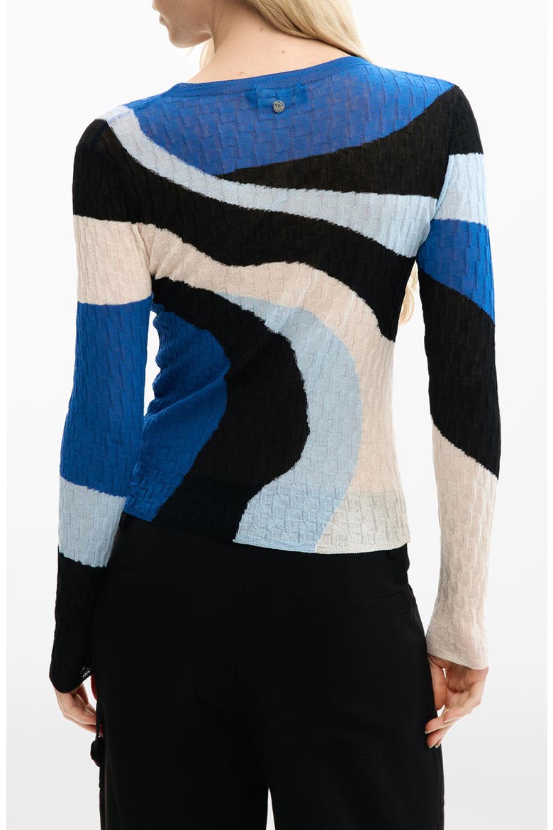 Print Cotton Blend Sweater, Alternate, color, BLUE