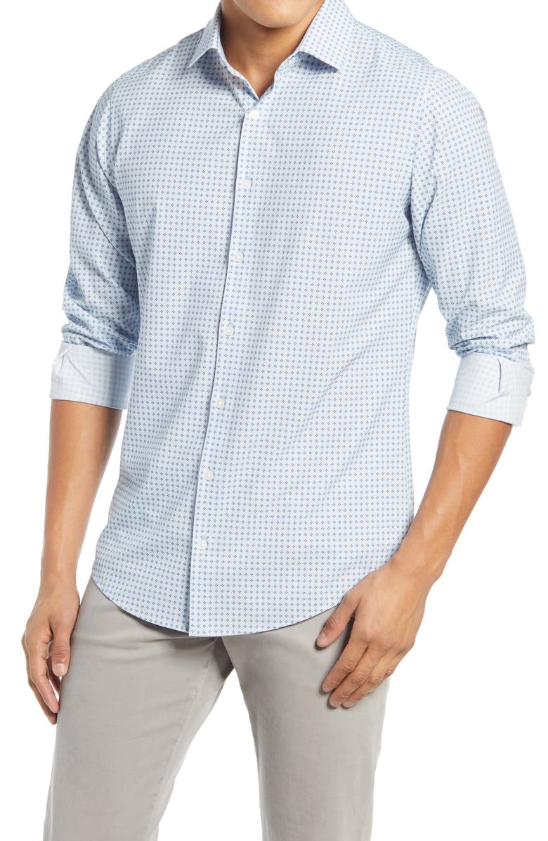 Mizzen+Main Leeward Trim Fit Print Button-Up Performance Shirt, Main, color,