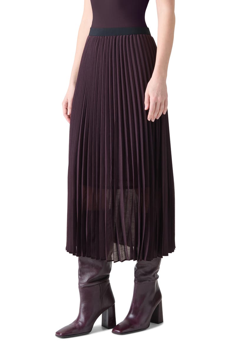 Pleated A-Line Midi Skirt, Alternate, color, BLACKBERRY