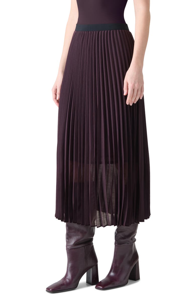 Akris punto Pleated A-Line Midi Skirt, Alternate, color, Blackberry