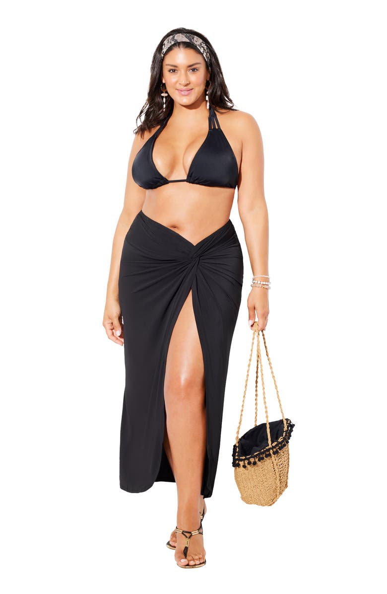 Swimsuits for All Pack & Go Wrinkle-Resistant Sarong Skirt Cover Up, Main, color, Black