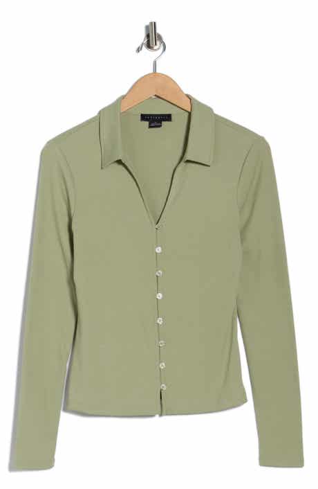 Sanctuary Johnny Collar Long Sleeve Button-Up Top